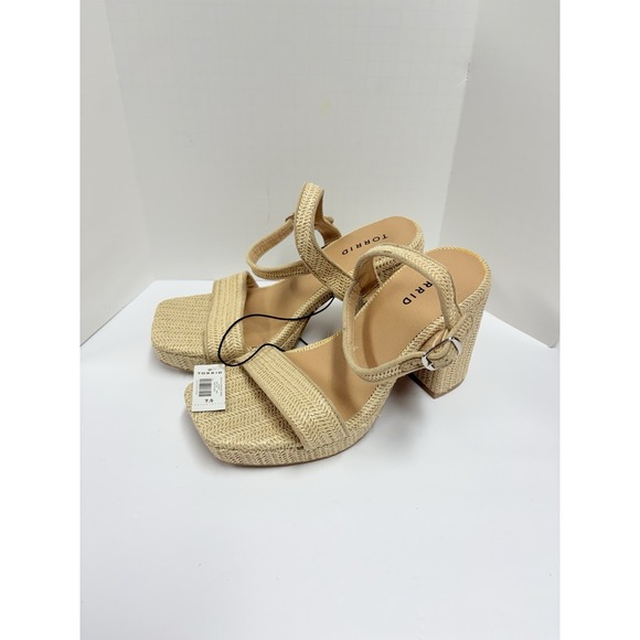New NWOB Torrid‎ Raffia Rope Platform Heel Sandals Tan Beige Size 7.5WW - Picture 1 of 6